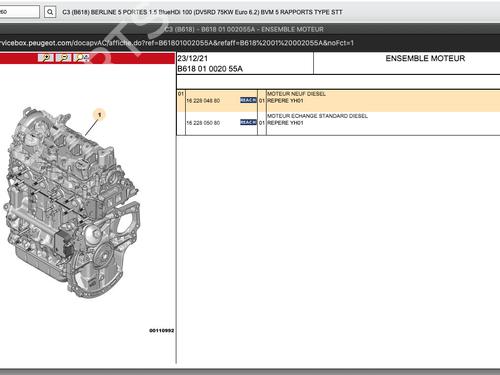 Engine CITROËN C3 / C3 ORIGIN III (SX) 1.5 BlueHDi 100 (SXYHYP, SXYHTU) | BP28284630M1 