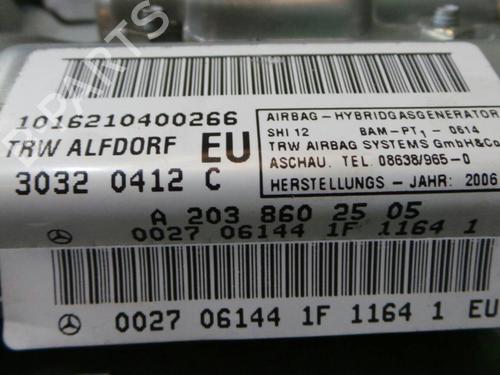 Venstre  dør kollisjonspute MERCEDES-BENZ C-CLASS (W203) C 180 Kompressor (203.046) | BP127457C52 