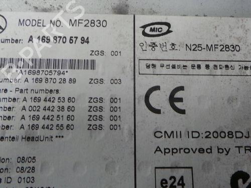 Radio MERCEDES-BENZ B-CLASS Sports Tourer (W245) B 180 CDI (245.207) | BP1278251E6 
