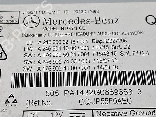 Radio MERCEDES-BENZ A-CLASS (W176) A 160 CDI / d (176.011) | BP32429914E6 