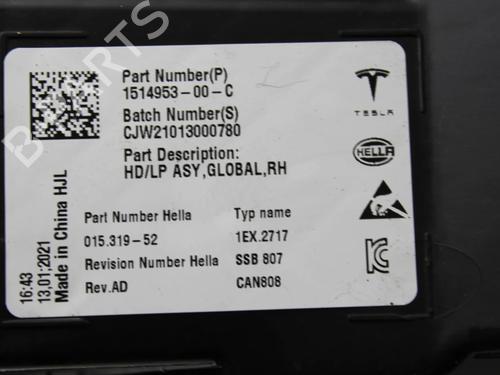 Right headlight TESLA MODEL 3 (5YJ3) EV AWD | BP39789336C29 - Image 12