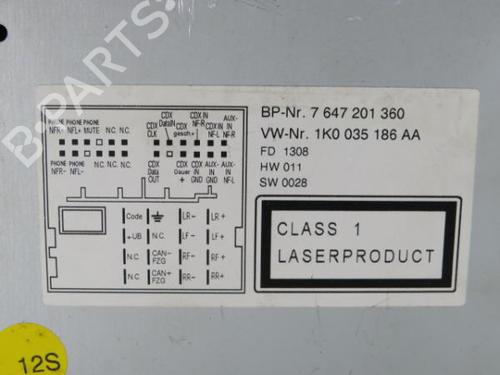 Radio VW GOLF VI (5K1) 1.6 TDI | BP15845177E6