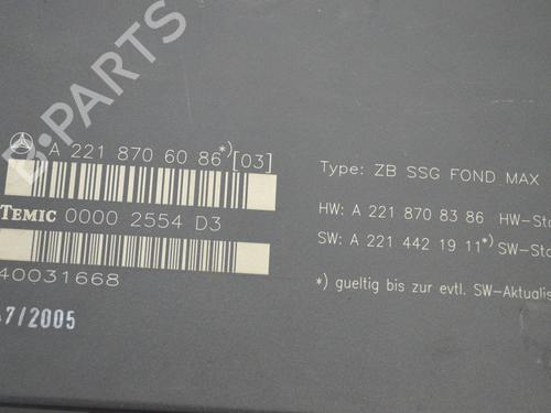 Electronic module MERCEDES-BENZ S-CLASS (W221, V221) S 500 (221.071, 221.171) | BP14778134M83 