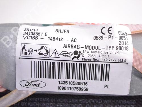 Left curtain airbag FORD FIESTA VI (CB1, CCN) 1.0 EcoBoost | BP14792115C11 