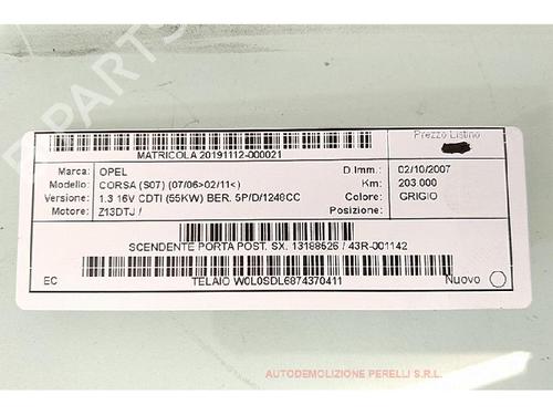 Rear left door window OPEL CORSA D (S07) 1.3 CDTI (L08, L68) | BP27939484C20 
