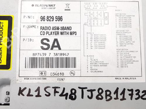Radio CHEVROLET AVEO / KALOS Hatchback (T200) 1.2 | BP27950232E6 