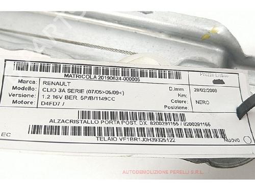 Rudehejsemekanisme Højre bagtil RENAULT CLIO III (BR0/1, CR0/1) 1.2 16V (BR02, BR0J, BR11, CR02, CR0J, CR11) | BP27938642C25 