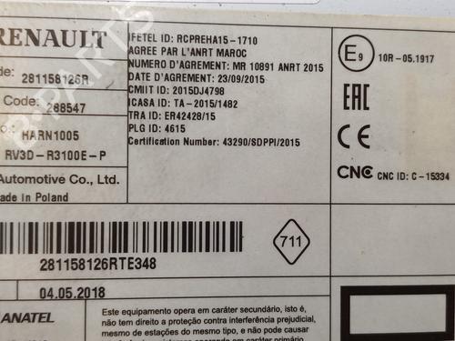 Radio DACIA DUSTER (HM_)  | BP18050082E6 