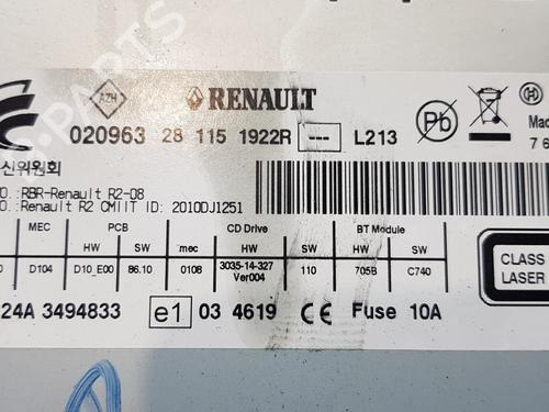 Radio RENAULT KOLEOS I (HY_) 2.0 dCi (HY0K) | BP16755825E6 