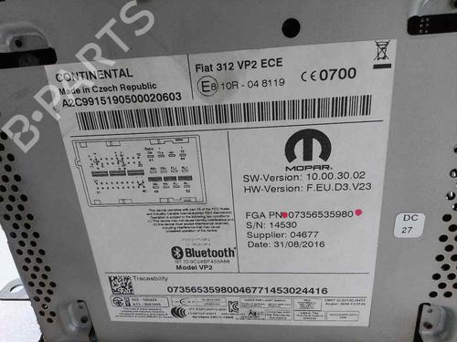 Radio FIAT 500 (312_) 1.2 LPG (312AXA1A) | BP15252367E6 