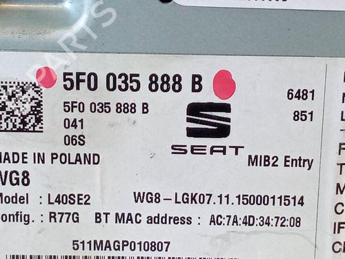 Radio SEAT IBIZA IV (6J5, 6P1)  | BP22397818E6 