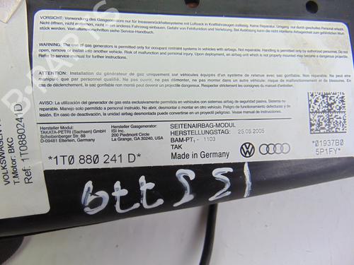 Left seat airbag VW TOURAN (1T1, 1T2) 1.9 TDI | BP7717808C13 