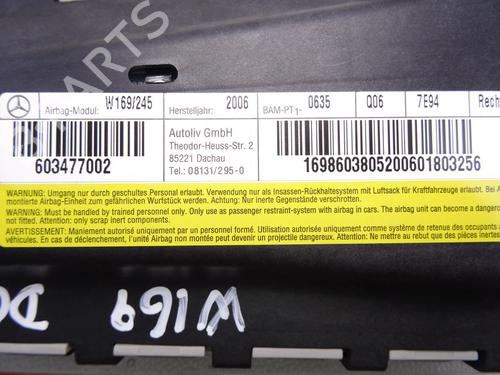 Right seat airbag MERCEDES-BENZ A-CLASS (W169) A 180 CDI (169.007, 169.307) | BP20350027C14 