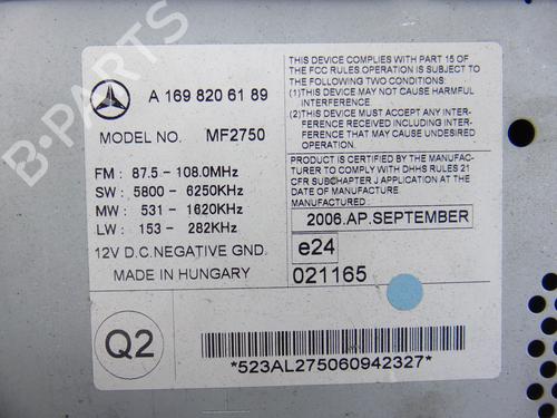 Radio MERCEDES-BENZ A-CLASS (W169) A 200 TURBO (169.034, 169.334) | BP8132968E6 