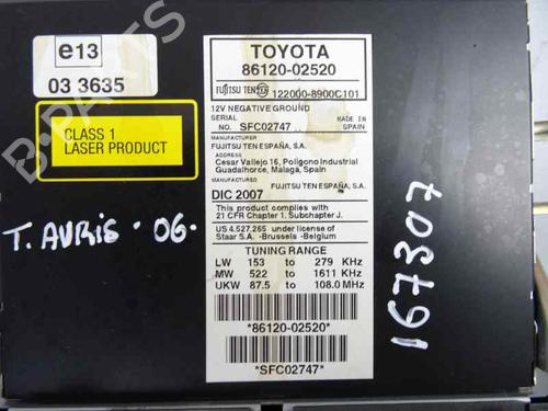 Radio TOYOTA AURIS (_E15_)  | BP7720867E6 