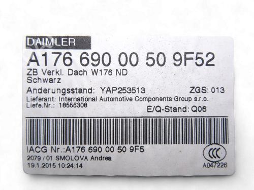 Interior roof MERCEDES-BENZ A-CLASS (W176)  | BP29333115I12 