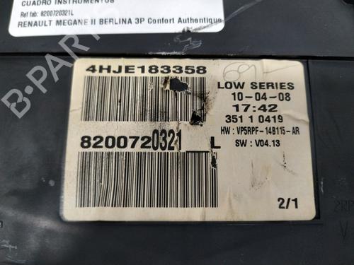 Instrument cluster RENAULT MEGANE II (BM0/1_, CM0/1_) 1.5 dCi (BM1E, CM1E) | BP14975857C47 