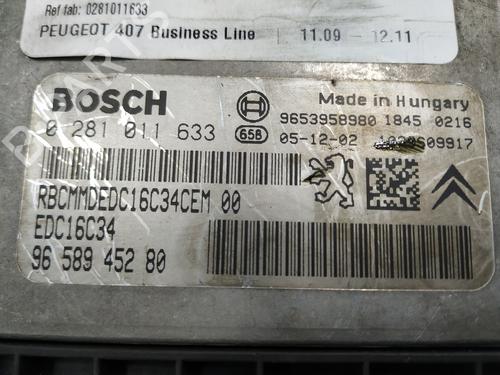 Engine control unit (ECU) PEUGEOT 407 (6D_) 1.6 HDi 110 (6D9HZC, 6D9HYC) | BP17187400M57 