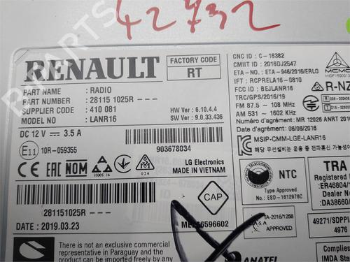 Radio RENAULT MEGANE IV Hatchback (B9A/M/N_) 1.3 TCe 115 (B9N9) | BP38304509E6 - Image 6
