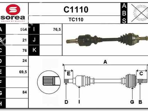 Used Left front driveshaft CITROËN C15 Box Body/MPV (VD_) [1984-2006]  18354174