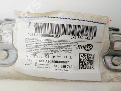 Right curtain airbag VW GOLF VI (5K1) | BP30081696C12