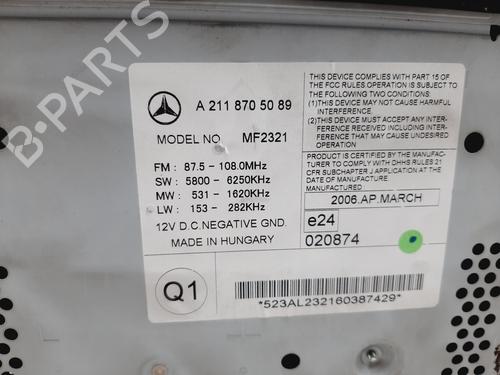 Radio MERCEDES-BENZ E-CLASS (W211) E 220 CDI (211.006) | BP20105109E6 