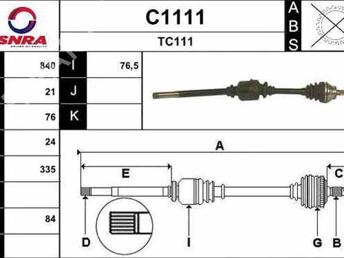 Used Right front driveshaft CITROËN C15 Platform/Chassis (VDPD) [1992-2002]  32258422