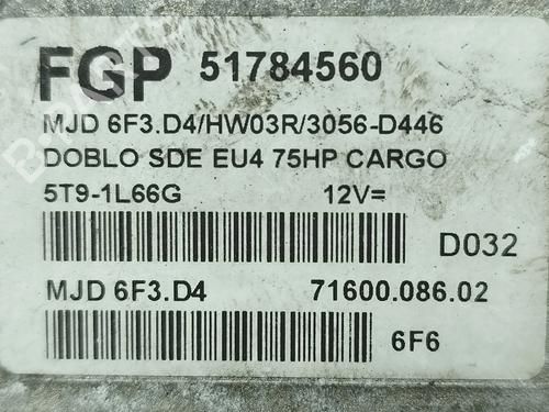 Engine control unit (ECU) FIAT DOBLO Box Body/MPV (223_) 1.3 D Multijet | BP28516213M57