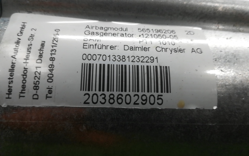 Passenger Airbag Mercedes Benz C Class W203 C 270 Cdi 203 016 2038602905 B Parts