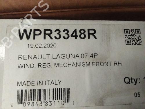 Front right window mechanism RENAULT LAGUNA III (BT0/1)  | BP25709948C23 