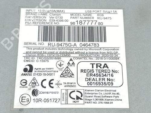 Radio PEUGEOT RIFTER 1.5 BlueHDi 100 | BP36160980E6 - Image 3