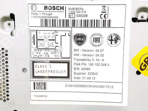 Radio ALFA ROMEO GIULIETTA (940_) 1.4 BiFuel (940FXA1A, 940FXT1A) | BP16451926E6 