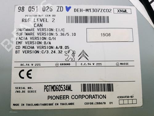 Radio PEUGEOT 208 I (CA_, CC_) 1.6 HDi / BlueHDi 75 | BP12231521E6 