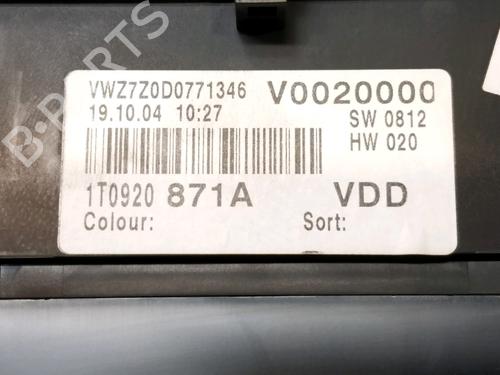 Instrument cluster VW TOURAN (1T1, 1T2) 1.9 TDI | BP15810626C47 