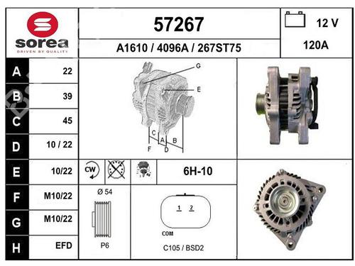 Used Alternator Alternator CITROËN C5 II (RC_) 1.8 16V (125 hp) 8962598 8962598