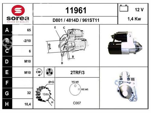 Starter RENAULT KANGOO Express (FC0/1_) D 65 1.9 (FC0E, FC02, FC0J, FC0N) | BP23194496M8