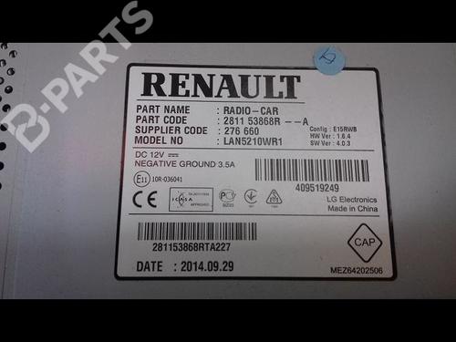 Radio RENAULT CLIO IV (BH_) 0.9 TCe 90 (BHNF, BHMA, BHMH, BHJK, BHJR) | BP8988863E6 