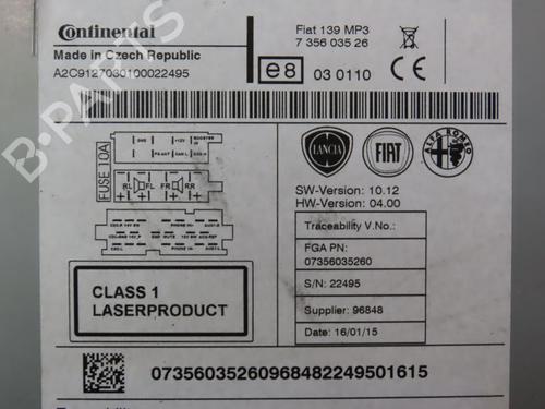 Radio FIAT PANDA (312_, 319_) 1.2 (312PXA1A) | BP25299891E6 