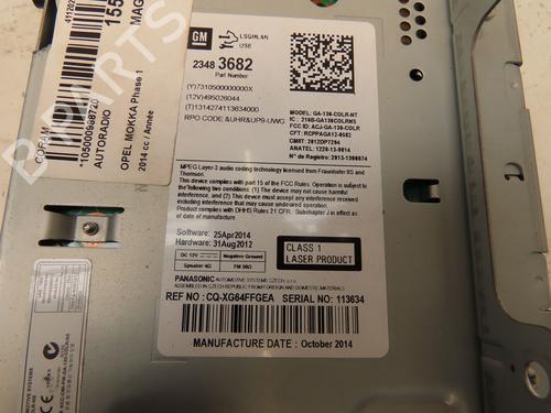 Used Radio OPEL MOKKA / MOKKA X (J13) 1.7 CDTI 4x4 (_76) (131 hp) 28207195