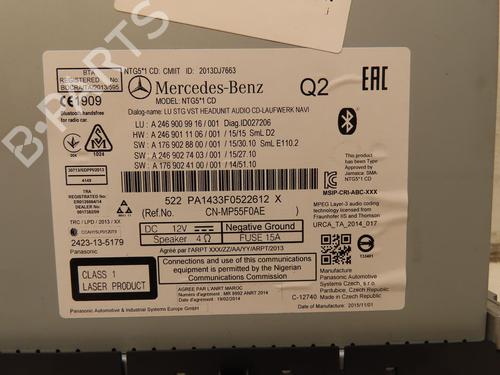Used Radio Radio MERCEDES-BENZ B-CLASS Sports Tourer (W246, W242) B 180 CDI / d (246.212) (109 hp) 32277148 32277148