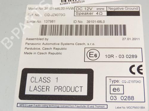 Used Radio SUZUKI SWIFT IV (FZ, NZ) 1.3 DDiS (AZG413D, ZC02S, ZC92S) (75 hp) 19441253