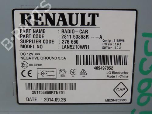 Used Radio RENAULT CLIO IV (BH_) 1.5 dCi 75 (75 hp) 25982003