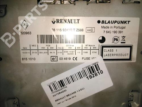 Radio RENAULT SCÉNIC III (JZ0/1_) 1.5 dCi | BP11996373E6 
