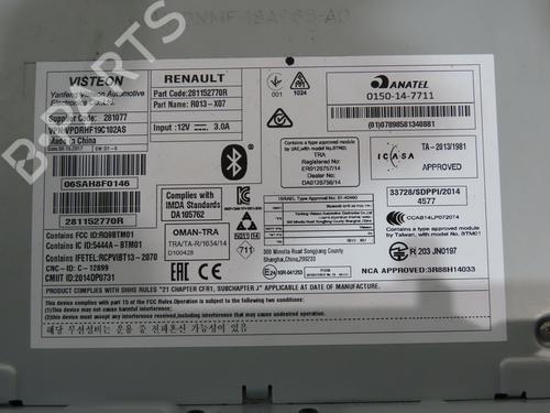 Radio RENAULT TWINGO III (BCM_, BCA_) 1.0 SCe 70 (BCMB) | BP15643997E6 