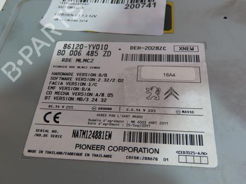 Radio CITROËN C1 (PM_, PN_) 1.0 | BP17996131E6 