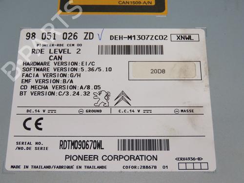 Radio PEUGEOT 208 I (CA_, CC_) 1.2 VTI 82 | BP23161615E6