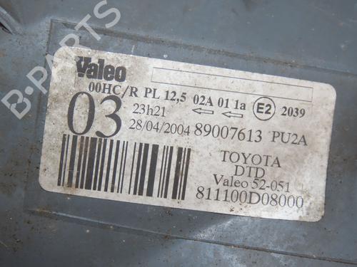 Used Right headlight TOYOTA YARIS (_P1_) 1.4 D-4D (NLP10_, NLP10R) (75 hp) 25150321
