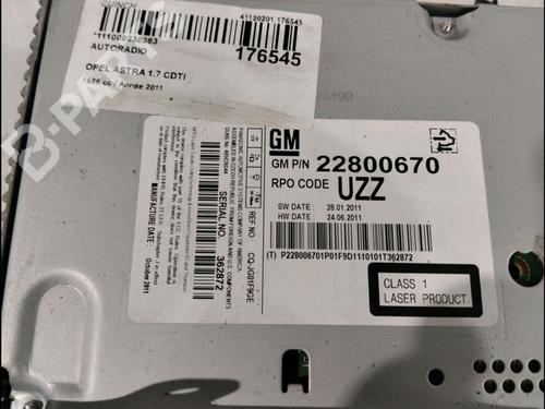 Radio OPEL ASTRA J (P10) 1.7 CDTI (68) | BP11796323E6 