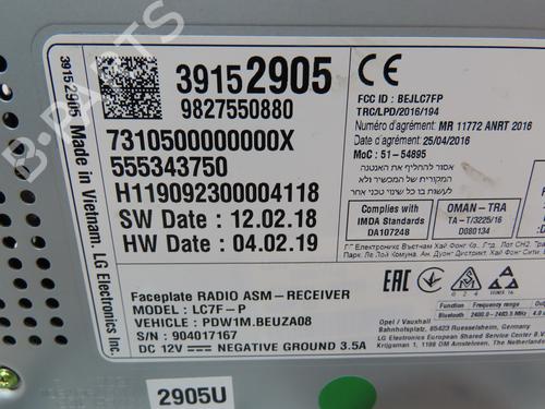Radio OPEL CROSSLAND X / CROSSLAND (P17, P2QO) 1.2 (75) | BP17338982E6 