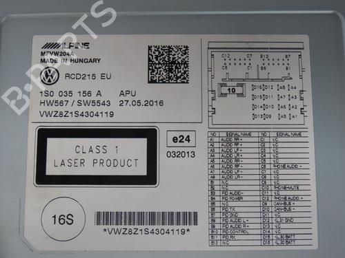 Radio VW UP! (121, 122, BL1, BL2, BL3, 123) 1.0 | BP28613843E6